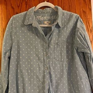 Madewell Polka dot Denim button up
